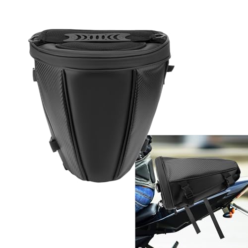 Twilight Garage Motorcycle Tail Bags, Waterproof Leather Storage Saddle Bag 10L, Outdoor Sports Motorbike Rear Seat Light Tank Handbag Tool Carry Bag with Shoulder Strap