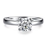 CARSINEL 1 Carat Round Brilliant CZ Sterling Silver 925 Wedding Engagement Ring Sizes 4 to 9 (7)