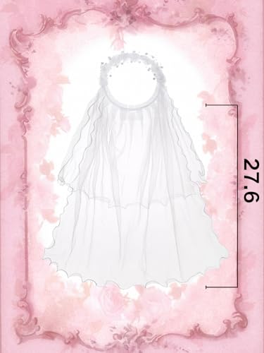 TOONRAIN Sophisticated First Communion Veil 5PC Lace & Satin A Treasured Addition to Her Sacred Ceremony2