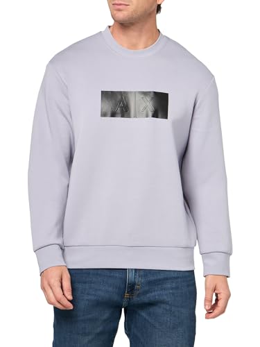 Armani Exchange Men's Monochromatic Rectangle Logo Sweatshirt, Lilac Gray, X-Large