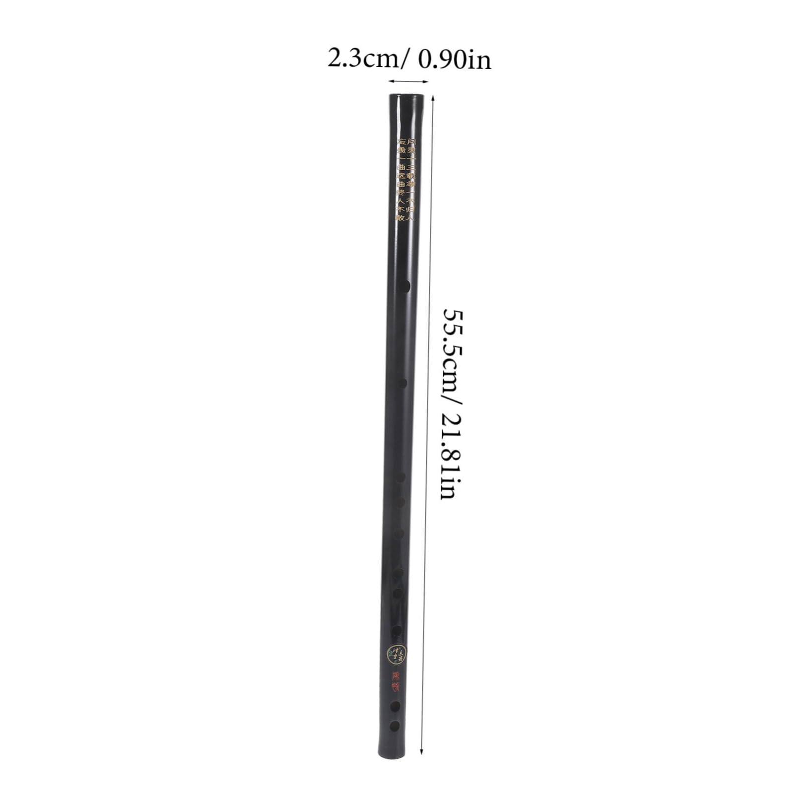 VICASKY Flûte Traditionnelle en Bambou Noire pour Débutants, Portable et Confortable, Ornée de Caractères Chinois Gravés Délicats Pompons, pour L'apprentissage Musical
