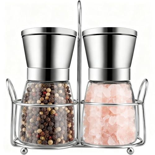 Moedor de pimenta, conjunto de 2 de qualidade com moinho, moinho manual de sal e pimenta com grau de moagem ajustável, ideal para especiarias ao ar livre