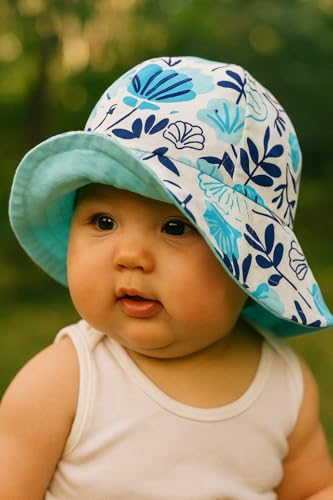 Image of Unisex Kids Cotton Bucket Hat - Reversible, Lightweight & Breathable Summer Sun Hat (Pack of 2)