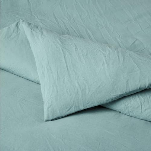 Image of Amazon Basics Brushed Microfiber Comforter Set, Extra Soft with Natural Texture, 3-Piece, Queen /Full, Blue
