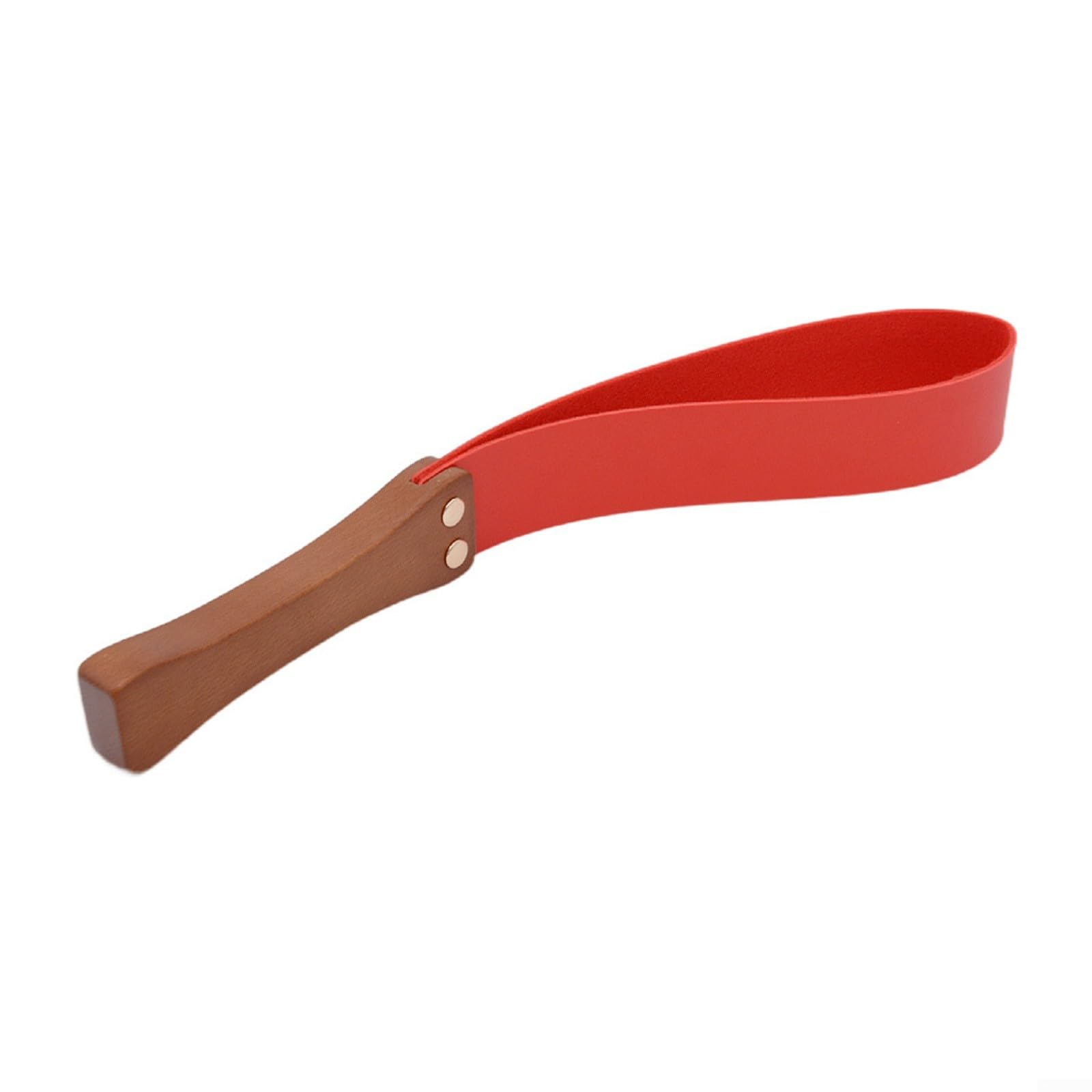 Leather Paddle with Anti Slip Handle, Riding Crop for Horse Training and Control (Red)