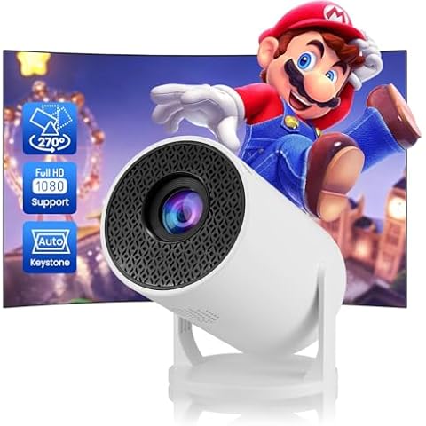 Mini projector with WiFi and Bluetooth, Outdoor Portable Movie Projector 1080P Support, Auto Keystone Home Projector for Phone/TV Stick/Laptop Cover