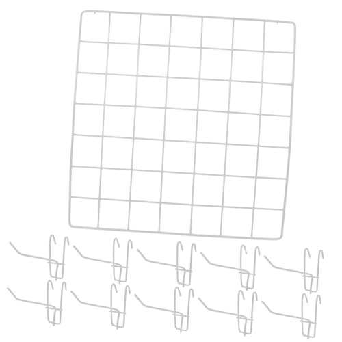 Ciieeo Iron Wire Grid Wall Storage Photo Display Rack 10 Hooks 35x35 Square for Retail Office Home Decor