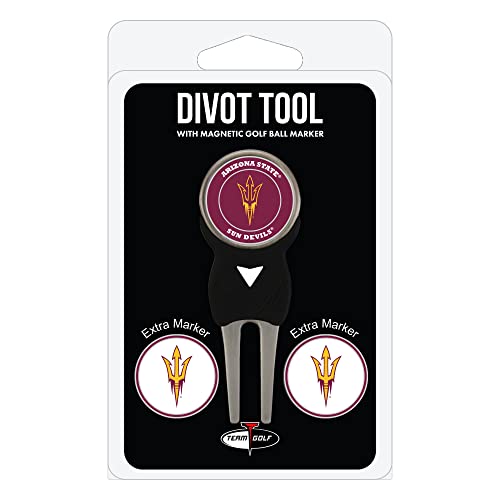 Team Golf NCAA Arizona State Sun Devils Divot Tool Pack With 3 Golf Ball Markers Divot Tool with 3 Golf Ball Markers Pack, Markers are Removable Magnetic Double-Sided Enamel
