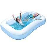 ORILEY 5.5 Feet Rectangular Inflatable Pool Full-Sized Swimming Bathtub for Kids Outdoor Backyard Garden Summer Party (Blue, Pump Not Included)
