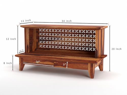 Image of Varsha Furniture Sheesham Wood Pooja Mandir for Home Wooden Temple | Brown