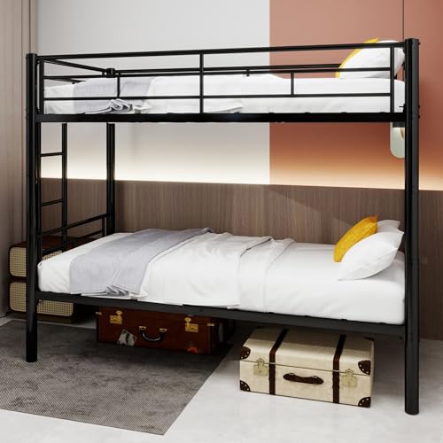 YEHTOKHOME Lit superposé en métal de 90x190 cm avec échelle et Garde-Corps,lit Moderne pour Adolescent avec sommier à Lattes métalliques(sans Matelas)...