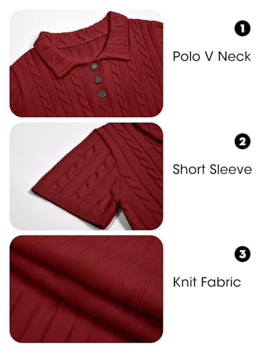 Image of Imily Bela Womens Polo V Neck Pullovers Lightweight Short Sleeve Cable Knit Sweater Business Casual Summer Tops 2025