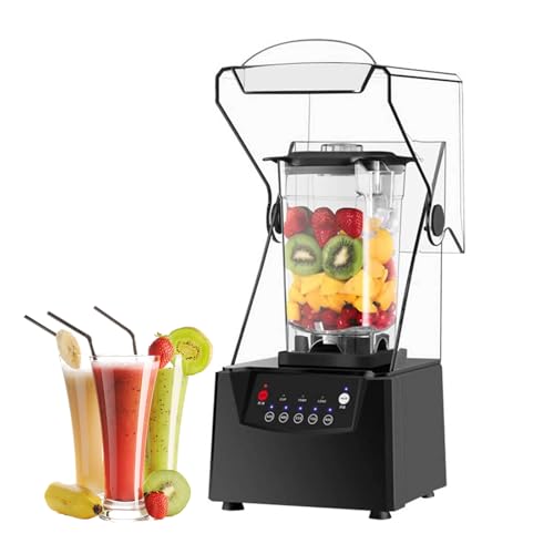 Licuadora Comercial para Batidos, batidora de Zumo de Frutas de 2 litros, trituradora de Hielo con Cuchilla de 17000 RPM con Carcasa de Sonido, 5 preajustes, máquina de cocción silenciosa Pared Rota
