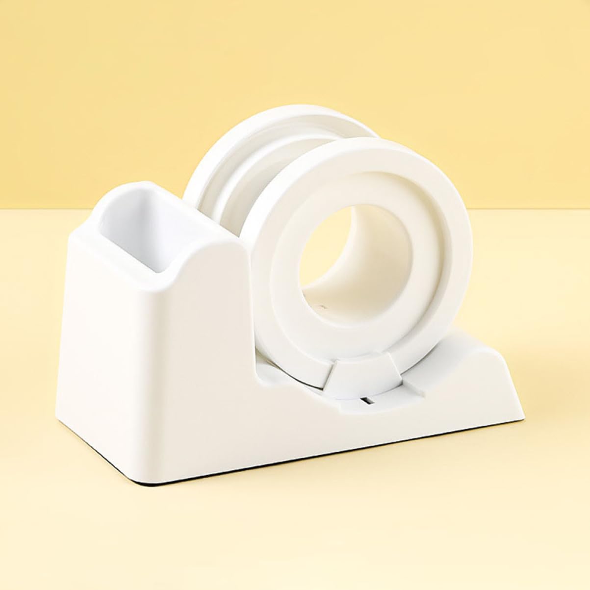 Dispenser per Nastro Adesivo da Scrivania in Plastica Bianco | Design Compatto e Semplice, Supporto Portatile per Ufficio e Scuola, Finitura Elegante