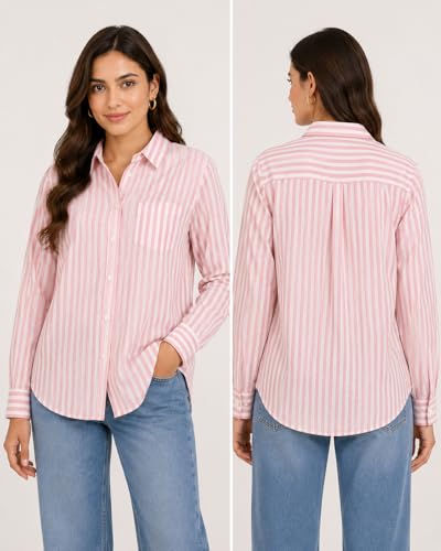 Image of Womens Striped Oversized fit poplin Shirts