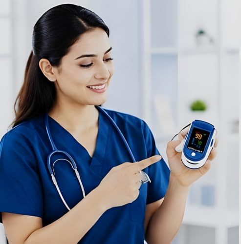 Image of Fingertip Pulse Oximeter, Digital SpO2 Oxygen Saturation & Pulse Rate Monitor with LED Display, Portable Finger Oxygen Meter for Home, Travel, Fitness & Daily Use