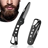 Bartkamm, Edelstahl Antistatisch Faltbarer Taschenkamm, Kreativer Messerstil Pflegekamm Schnurrbart-Stylingkamm Beard Comb zum Kämmen & Pflegen von Haaren, Bärten und Schnurrbärten(9,5 * 3 * 1,5cm)