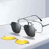 Dervin Okulary 3 w 1 z magnetycznym klipsem dla mężczyzn i kobiet, chronione przed promieniowaniem UV, polaryzacyjne okulary przeciwsłoneczne z tytanową ramką, antyodblaskowe, blokujące niebieskie