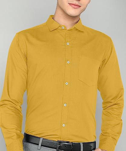 Image of MILDIN Men's Pure Cotton Striped Printed Shirt with Spread Collared Neck Full Sleeve Curved Hemline Button Closure and Regular Fit | Shirt for Man