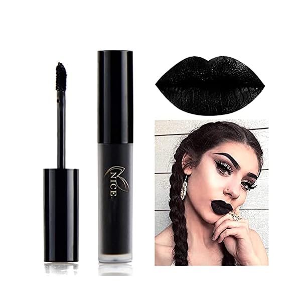 MAEPEOR Liquid Lipstick and Lipliner Set, 2PCS Set, Black, Matte Finish, Long Lasting, Waterproof, Non-Stick Cup, Velvety Lipgloss for Women and Girls