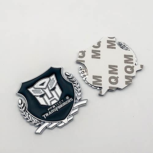 Hqs 2Pcs Metal Chrome Car Body Transformers Autobots Logo Emblem 3D Door Fender Trunk Badge Side Wing Racing Suv Sticker (Silver) #TOP3