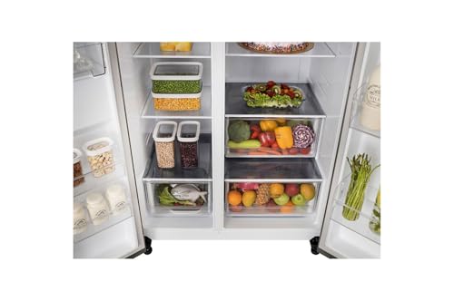 Image of LG 650 L, 3 Star, Smart Inverter Compressor, Frost Free Double Door Side by Side Refrigerator (GL-B257HDS3DUM, Dazzle Steel, Express Freeze)