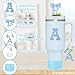 6pcs Blue Stanley Cup Accessories Set, Bow Straw Topper for Stanley Cup 30oz 40oz, Including Straw Topper and Sparkly Silicone Boot, Stoppers Spill Proof, Handle Charm, Initials Sticker