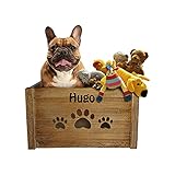 Hoolaroo Personalised Dog Crate - Large Wooden Crate with Handle, Personalised with Pet Name, 46cm x 30cm x 20cm Storage Box