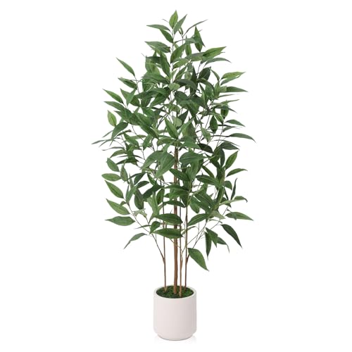 Ferrgoal Artificial Eucalyptus Tree，4FT UV Resistant Fake Outdoor Plants,Artificial Plants Indoor...