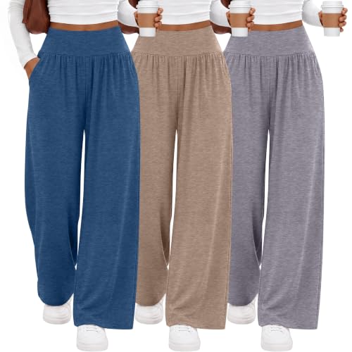 Neer 3 Pack Women's Wide Leg Yoga Pants with Pockets L 3Color by Neer - Used condition - US$43.40