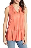 Lucky Brand womens Sandwash Ruffle Tunic Shirt, Persimmon, Medium US