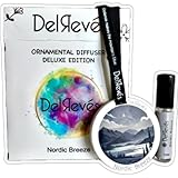 DelRevés Nordic Breeze Ambientador aromático de hogar, cajón y hogar | Difusor en Yeso serigrafiado y spray difusor.