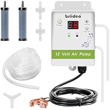 briidea NEW Generation, Aerator for Bait Bucket, 12 Volt Livewell Aerator Pump System with Pump Timing Cycle Function, Dual Outlet & Dual Air Pumps, Boosts Power & Extends Live Bait Freshness