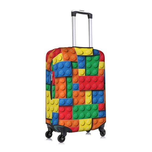 SWEET TANG Colorful Building Blocks Bricks Luggage Cover Elastic Washable Stretch Suitcase Protector Travel Suitcase Cover For Kid And Adult3