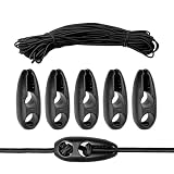 Set di tenditori in gomma elastica, confezione da 5 pezzi, cordino 1200 x Ø 4 mm con morsetti coordinati, in nero, tenditore per bagagli per cartello di avviso Italia, Spagna, Portogallo