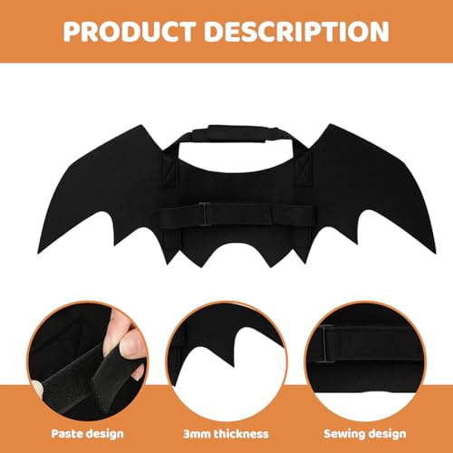 Fledermaus Kostüm für Katzen & Hunde mit Maske – Halloween Haustier Kostüm Set, Fledermausflügel & 3D Katzenmaske, Schwarz, Verkleidung für Cosplay & Party