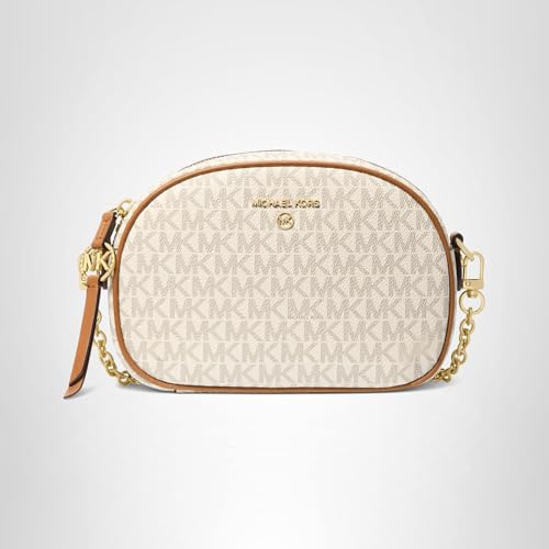 Michael Kors Jet Set Charm Small Oval Camera Crossbody Bag, Gold-Tone Hardware/Vanilla/Acorn