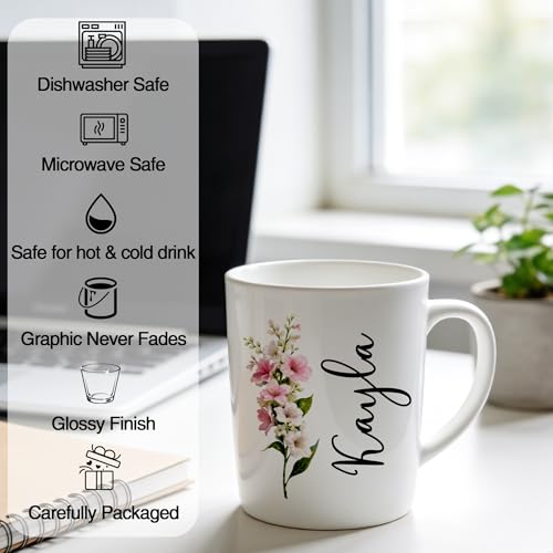 Custom Coffee Mug Personalized Birth Flower & Name Coffee Cup Birthday Gift - Image 4