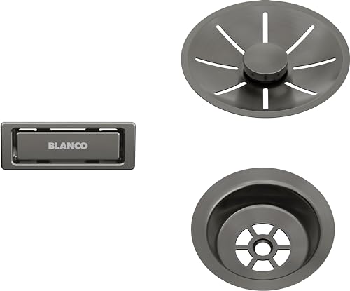 BLANCO Ablauf- und Überlaufset für Einzelbecken | satin dark steel