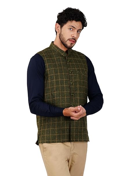 Image of DEIFIC Men's Export-Quality Indian Traditional Nehru Jacket /Waistcoat