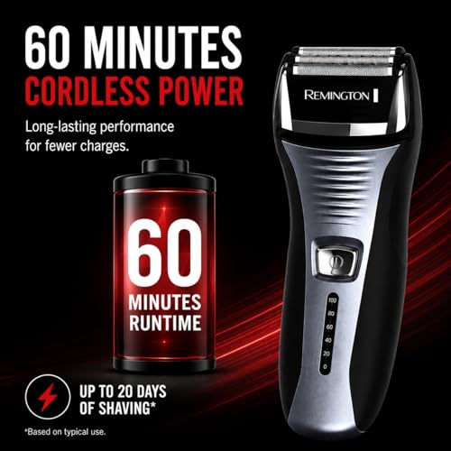 Image of Remington F5 Power Series Foil Shaver, Electric Razor for Men, Cordless Rechargeable with Pop Up Trimmer, Pivot & FlexFoil Technology, Lightweight Handheld Design, Black