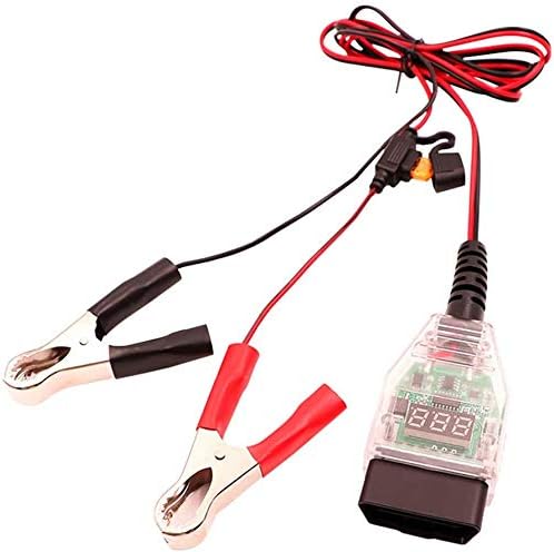 1.5M 5ft OBD2 Automotive Battery Replacement Tool,OBD to 12V Auto Car Computer Power Off Memory Saver Cable,Digital Display OBD II Battery Leakage Detective Kit wth 5A Fuse