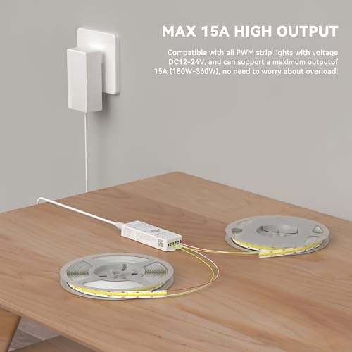 PAUTIX WiFi 5 en 1 controlador regulable para tira de LED monocromática CCT RGB RGBW RGBCCT compatible con la aplicación Tuya/Smart Life/Alexa/Google Home Control de luz DC12-24V (sin batería) - imagen 6
