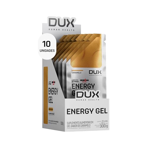 DUX HUMAN HEALTH Energy Gel 10 Unidades Sabor Caramelo – Energia Rápida com Carboidratos e Eletrólitos para Endurance