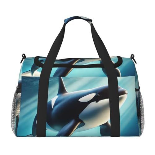 40l Gym Travel Duffel Bag Panda Killer Whales Carry-On Workout Overnight Backpack