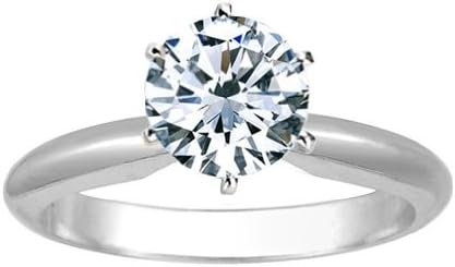 Houston Diamond District1/2 Carat Round Cut Diamond Solitaire Engagement Ring 14K White Gold 6 Prong (J, I2, 0.45 c.t.w) Very Good Cut