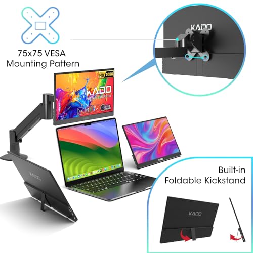 Image of Kado 15.6 Inch 1080p FHD Ultra-Slim Laptop Monitor Second Display | IPS 1920x1080 Adjustable Kickstand, Screen Extender for PC, Mac, Tablet, Phone, Xbox, PS5, Switch USB-C & HDMI Connectivity