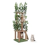 COZIWOW Cat Tree with Leaves,Multi-Level Activity Cat Tower for Indoor Cats-Climbing,Hiding,Scratching, Plant Cat Tree with 6 Sisal Scratching Post and Cat House,44lbs Capacity