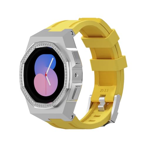 Bracelet silicone et boîtier métal diamant pour Galaxy Watch 6 5 4 40 mm