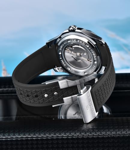 LACZ DENTON Pagani Design YS031 Automatic Men's Watch Miyota 8215 Mechanical Movement 41mm Stainless Steel Analog Wrist Watches for Men, Synthetic Sapphire Dial Glass, 100M Waterproof, Rubber Strap — view 5